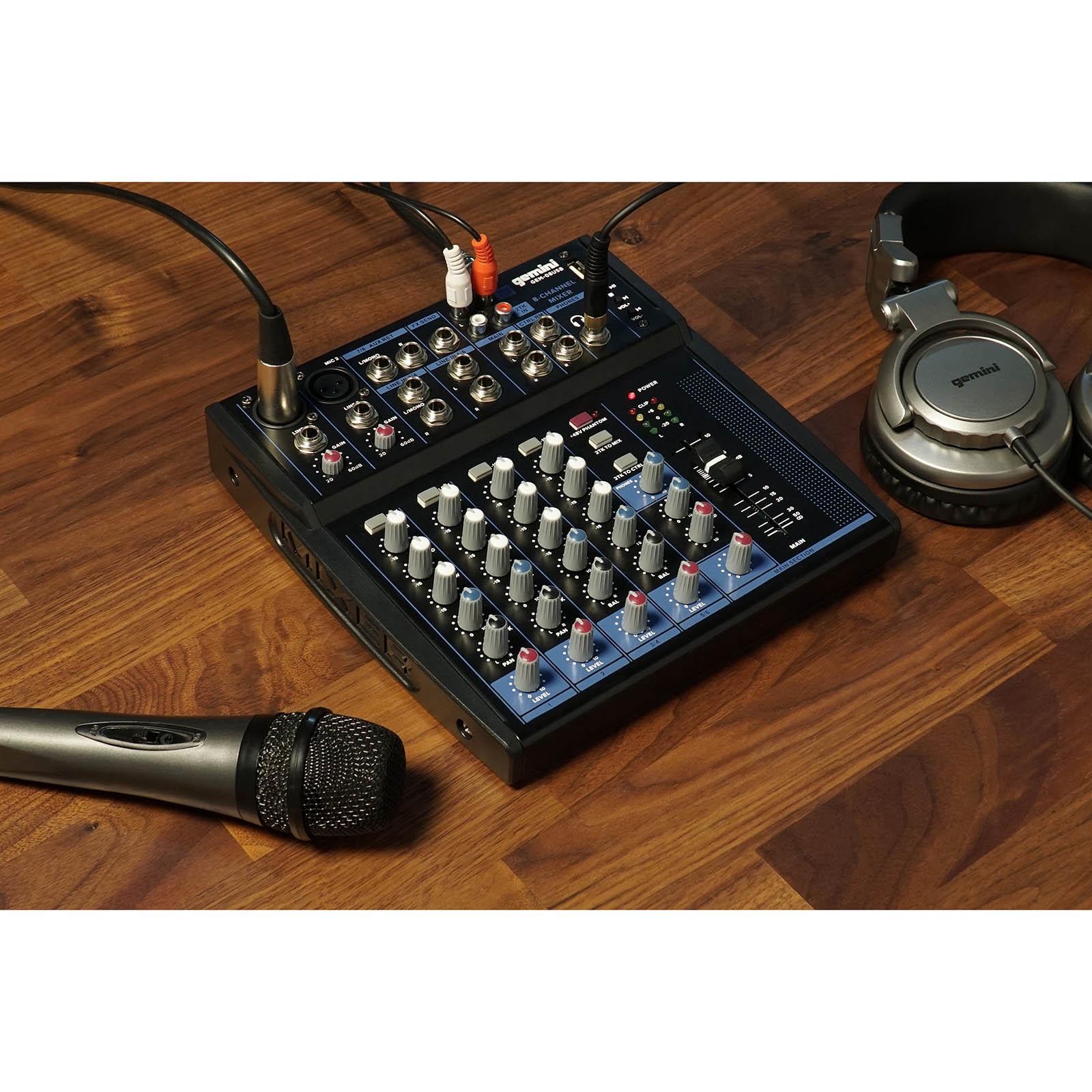 Gemini GEM-08USB Compact 8 Channel Bluetooth Mixer